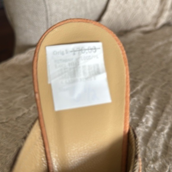 Coach Bethany Logo‎ Canvas Leather Trim Wedge Mules Size 6.5 $170 NWT Brown/Tan - Picture 11 of 13